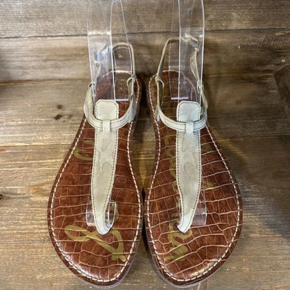 Womens Sam Edelman Camo Green Suede Leather Sandals Shoes Size 7.5 M GUC‎ - Picture 3 of 6